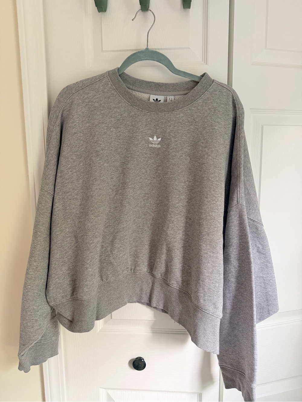 adidas Light Gray Crewneck Sweatshirt with Trefoil Logo